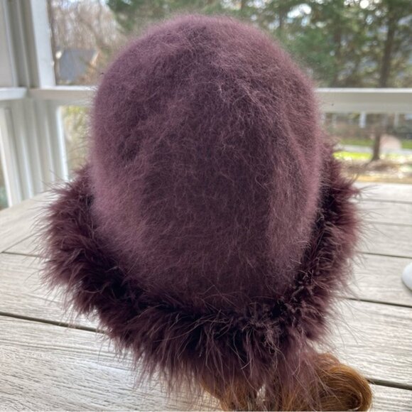 Angora Feather Accent Cloche Hat - Picture 4 of 5